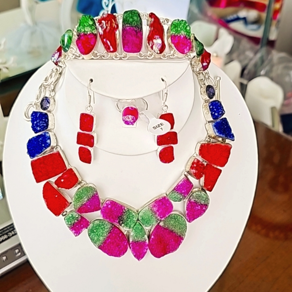 (NWT) 925 Titanium Druzy Sparkling Set